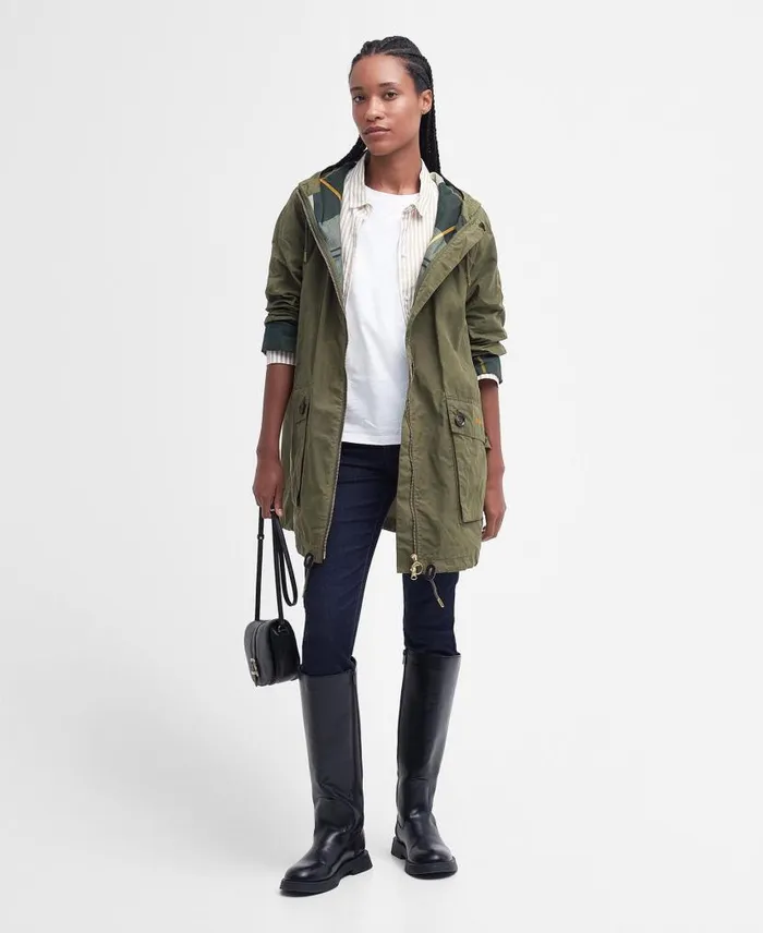 Keldy Showerproof Parka Jacket Dusky Green Women Barbour Showerproof Jackets