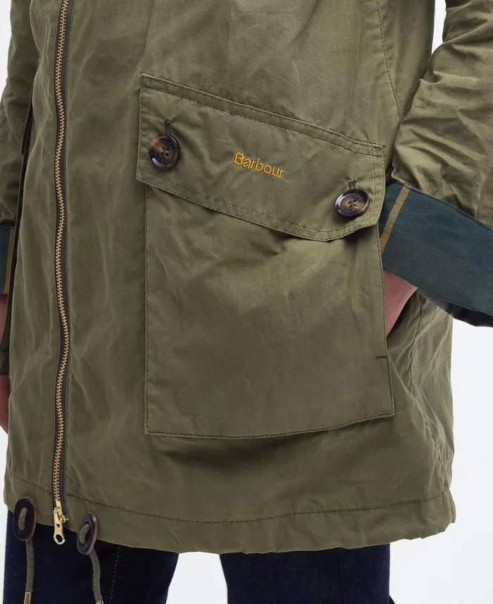 Keldy Showerproof Parka Jacket Dusky Green Women Barbour Showerproof Jackets