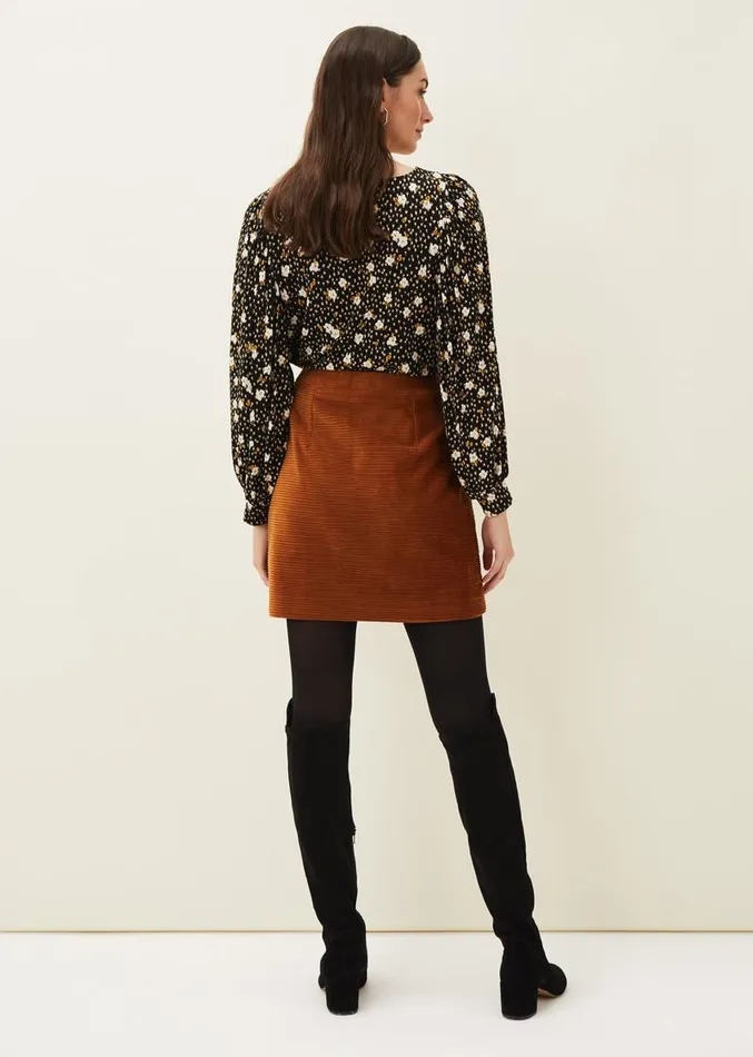 Kennedy Corduroy Mini Skirt Ochre Women Phase Eight Skirts
