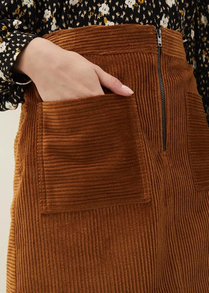 Kennedy Corduroy Mini Skirt Ochre Women Phase Eight Skirts