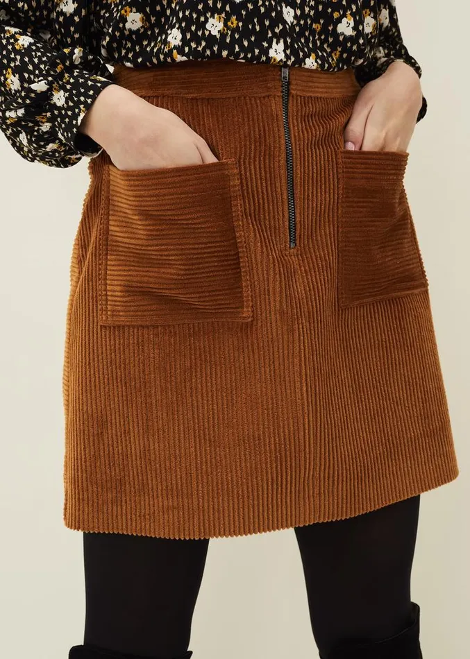 Kennedy Corduroy Mini Skirt Ochre Women Phase Eight Skirts