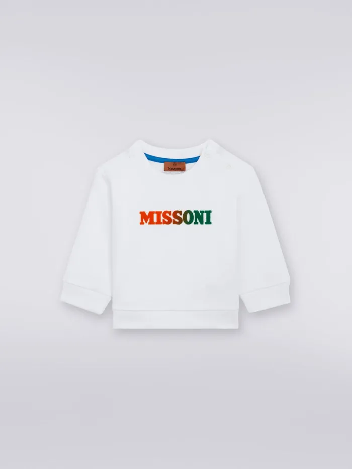 Kids CrewNeck Cotton Sweatshirt With Logo White Missoni Clothing