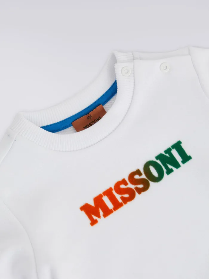 Kids CrewNeck Cotton Sweatshirt With Logo White Missoni Clothing Kids CrewNeck Cotton Sweatshirt With Logo White Missoni Clothing
