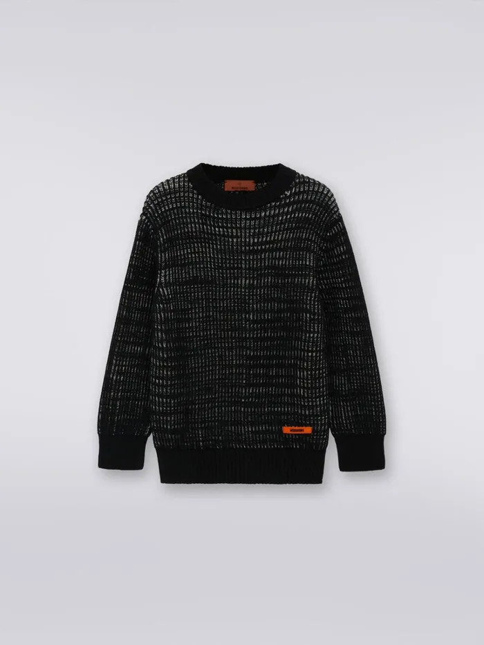 Kids CrewNeck Wool Knit Pullover Black and White Missoni Clothing