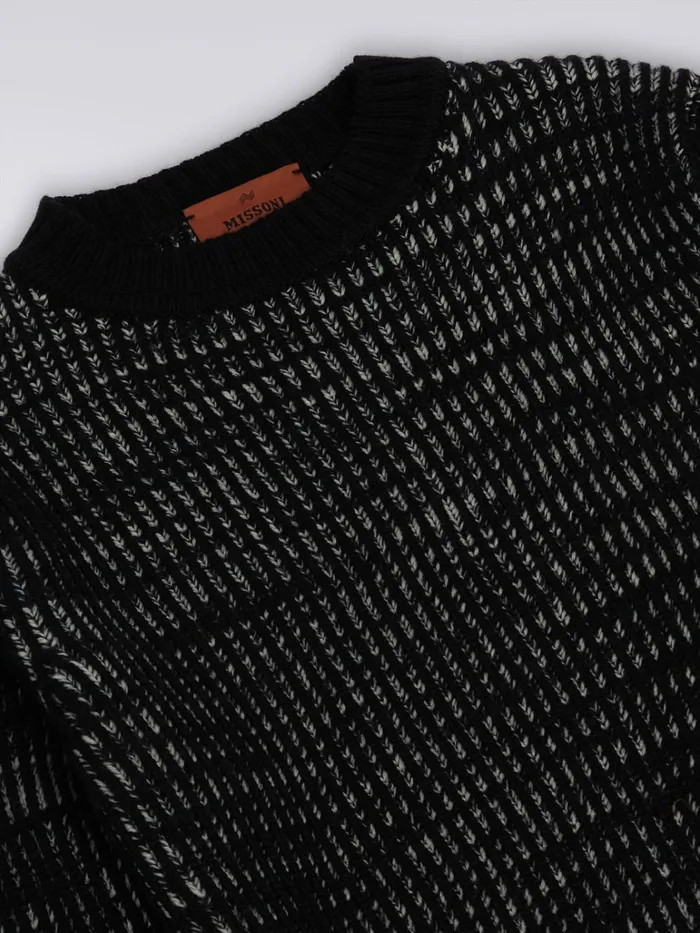 Kids CrewNeck Wool Knit Pullover Black and White Missoni Clothing Kids CrewNeck Wool Knit Pullover Black and White Missoni Clothing