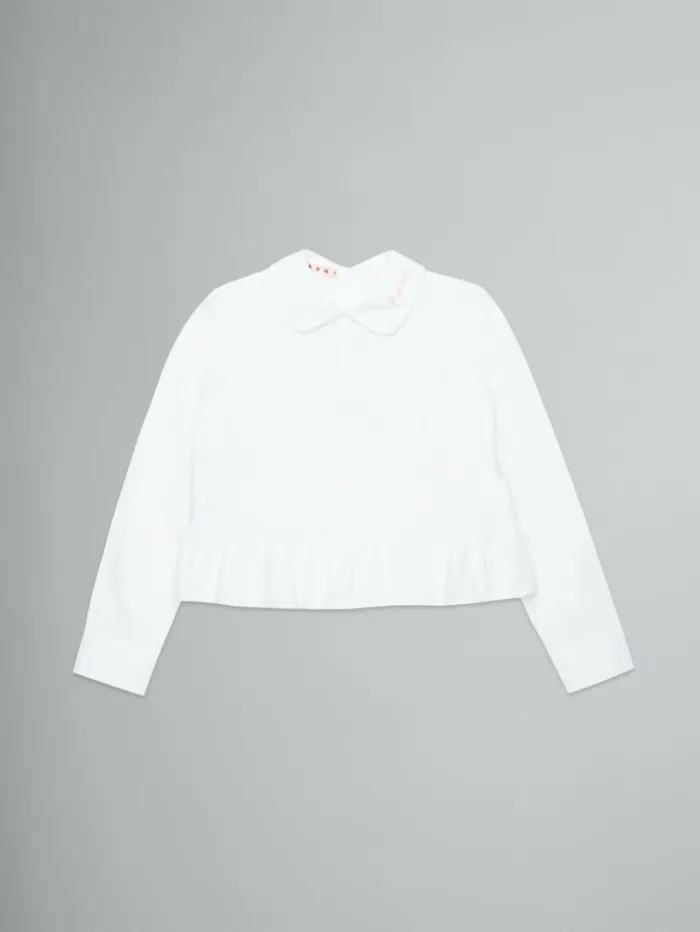 Kids Marni White Poplin Shirt With Logo On Collar