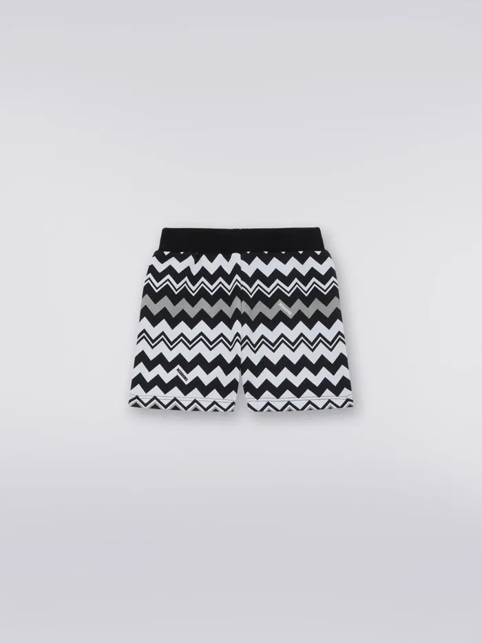 Kids Zigzag Cotton Shorts Black and White Missoni Baby 024 Months