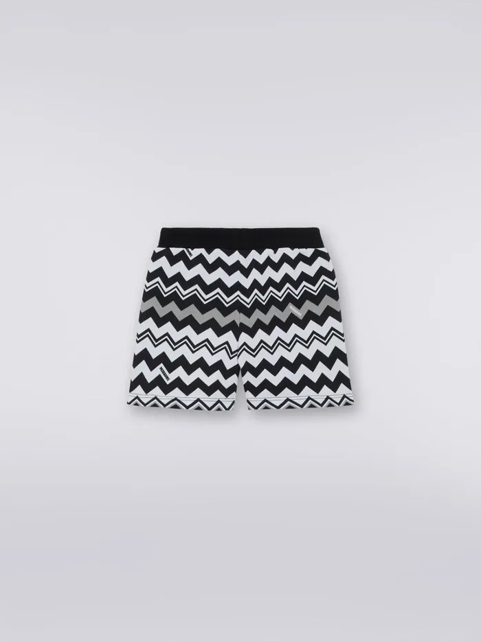 Kids Zigzag Cotton Shorts Black and White Missoni Baby 024 Months