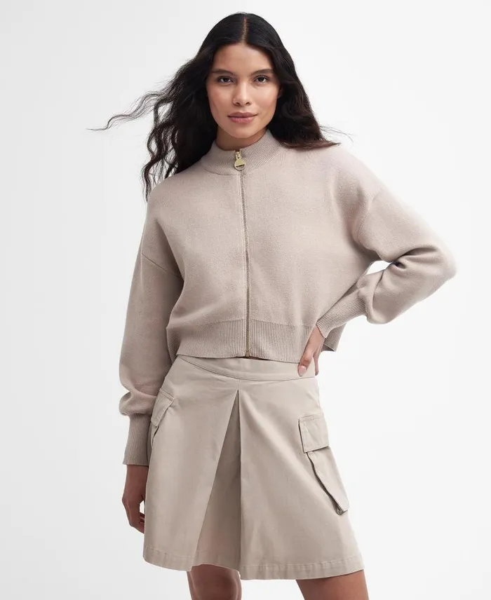 Kinghorn Knitted Bomber Jacket Oat Women Barbour Cardigans