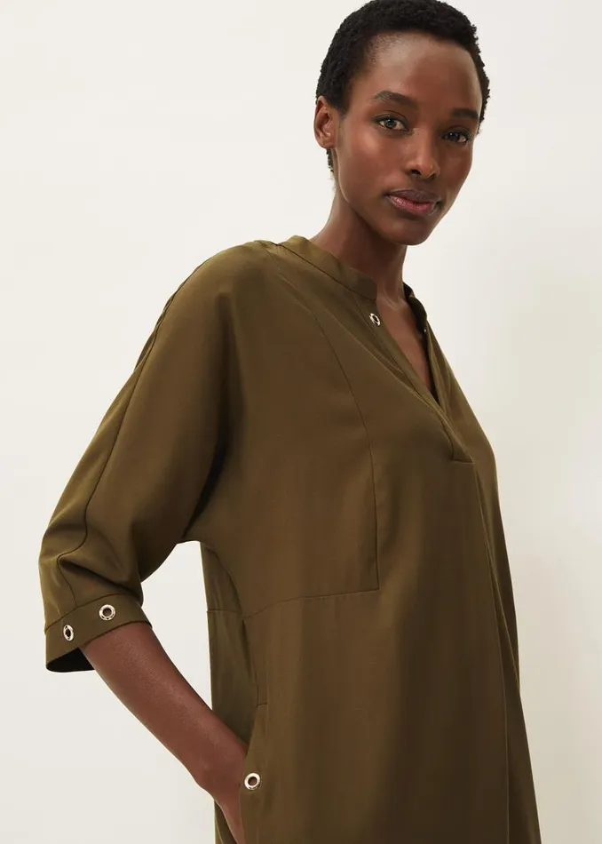 Kiran Eyelet Tunic Dress Khaki Women Phase Eight Dresses