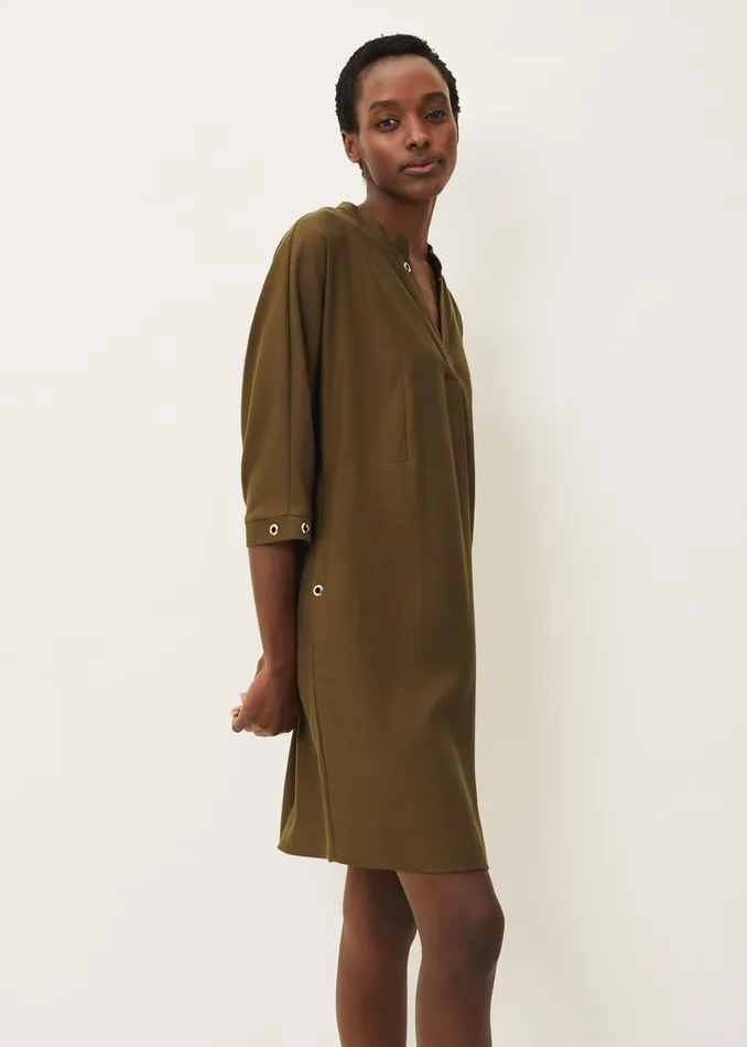Kiran Eyelet Tunic Dress Khaki Women Phase Eight Dresses