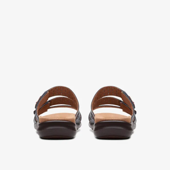 Kitly Walk Navy Leather Women Clarks Sandals and Flip Flops