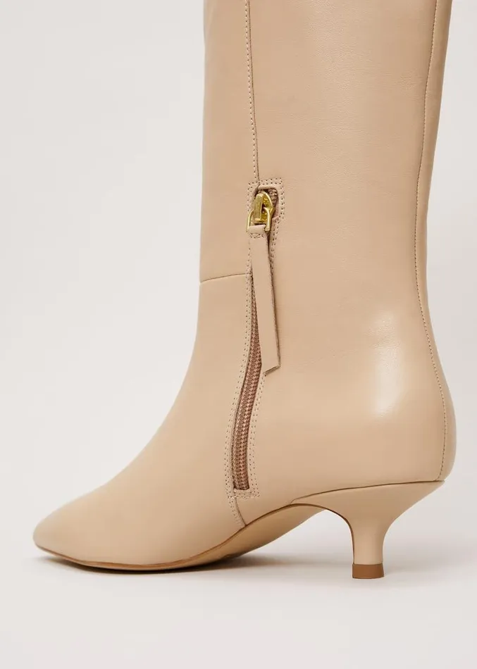 Knee High Kitten Heel Boot Cream Women Phase Eight Boots