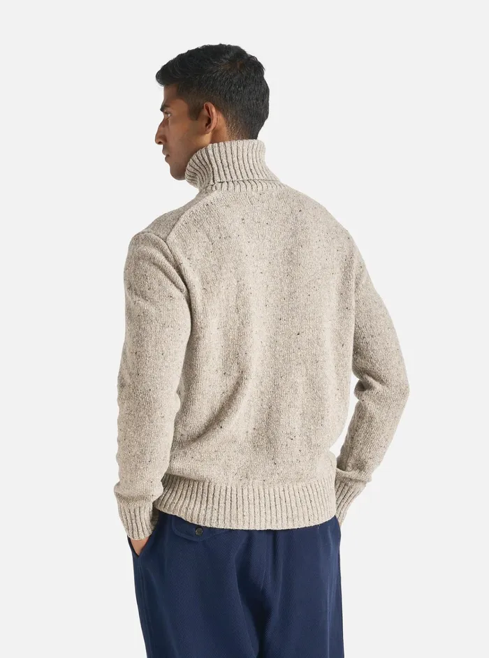 Knitwear Men Universal Works Universal Works Roll Neck In Oatmeal Tweed Knit