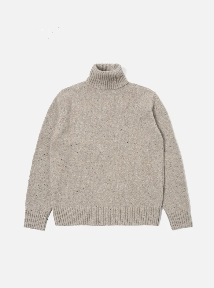 Knitwear Men Universal Works Universal Works Roll Neck In Oatmeal Tweed Knit