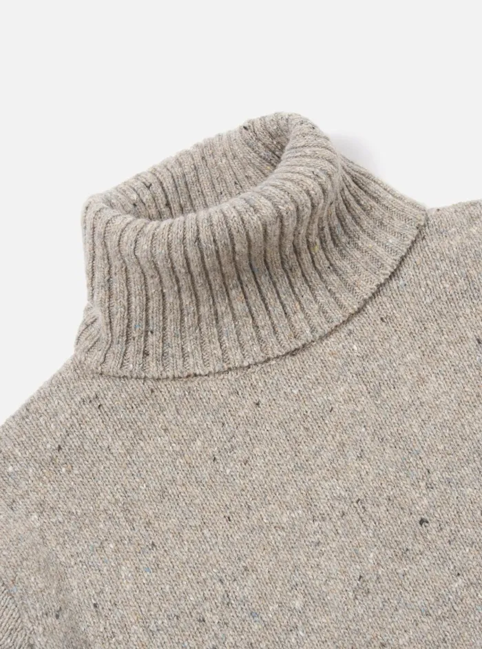 Knitwear Men Universal Works Universal Works Roll Neck In Oatmeal Tweed Knit