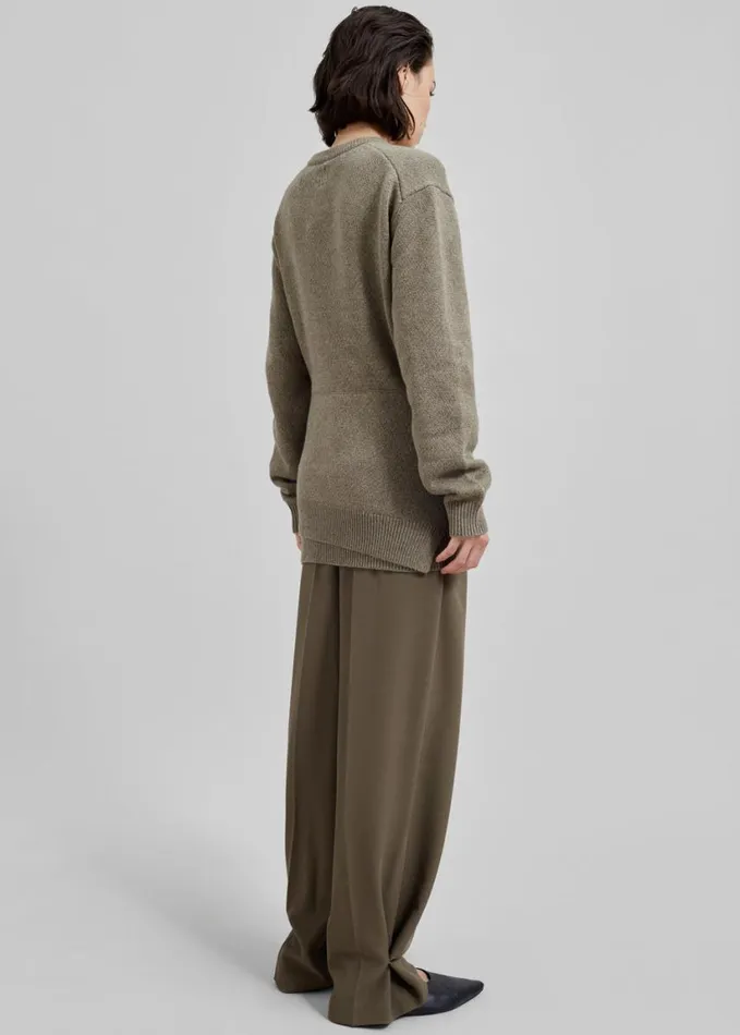 Knitwear Women The Frankie Shop JW Anderson Draped Tie Front Jumper 8211 Khaki