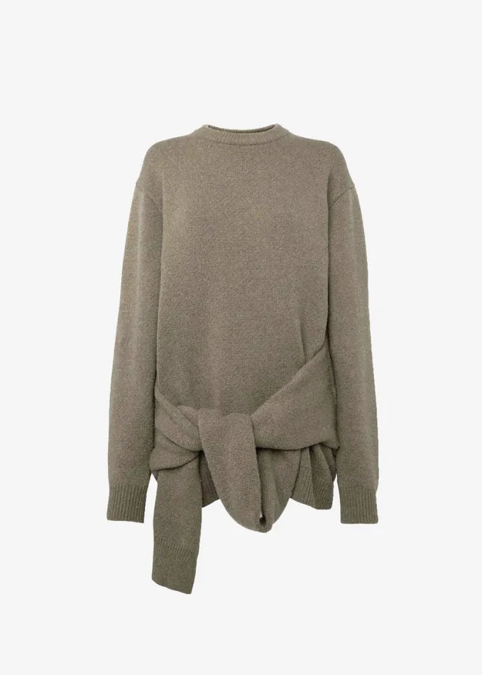 Knitwear Women The Frankie Shop JW Anderson Draped Tie Front Jumper 8211 Khaki
