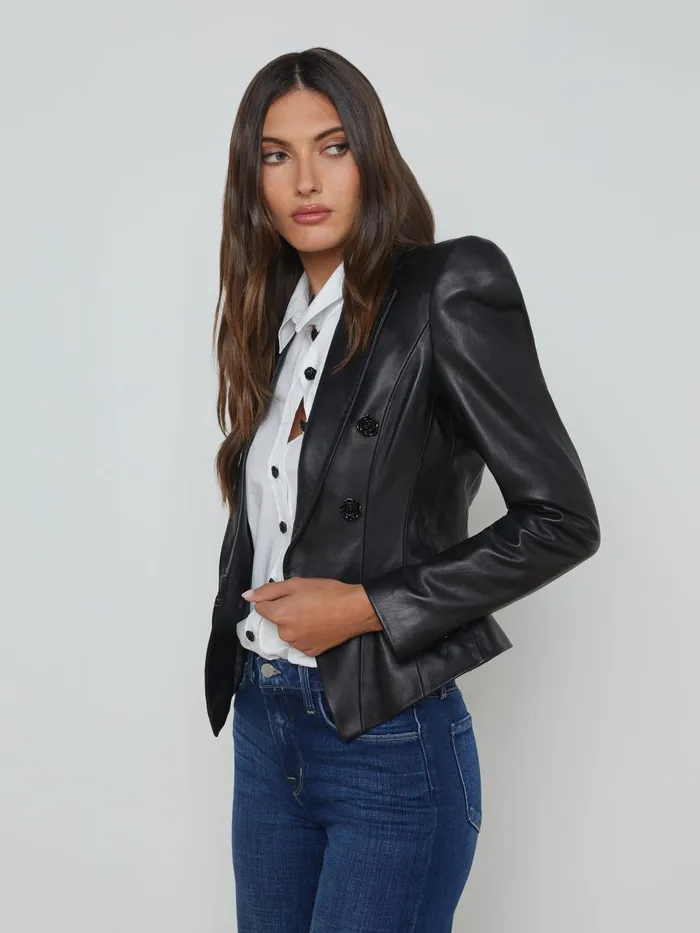 L039Agence Blazers and Jackets Women Andalusia Leather Blazer Black L039Agence Blazers and Jackets Women Andalusia Leather Blazer Black