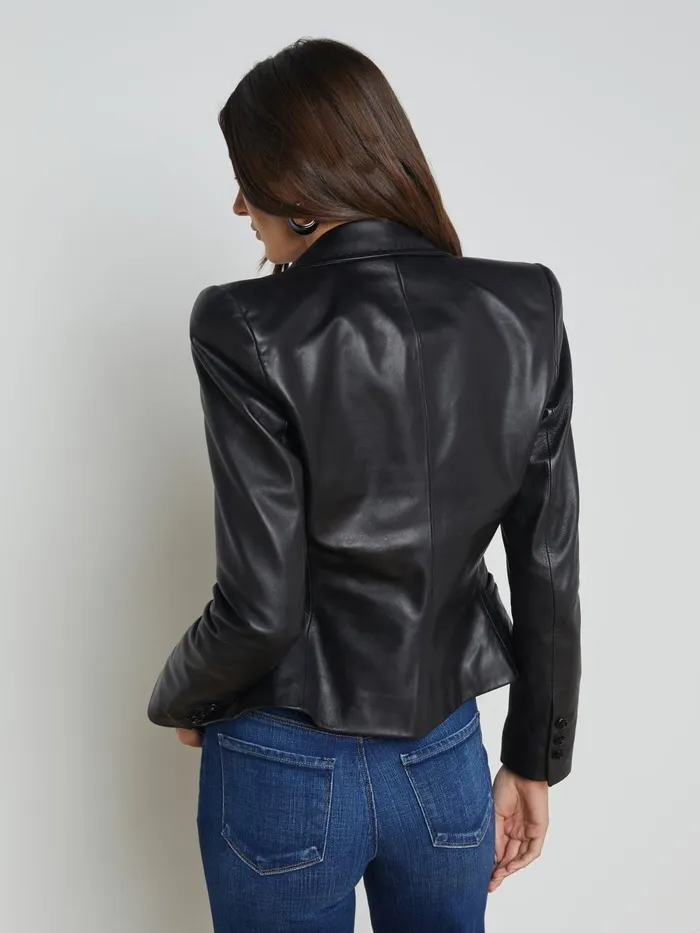 L039Agence Blazers and Jackets Women Andalusia Leather Blazer Black L039Agence Blazers and Jackets Women Andalusia Leather Blazer Black