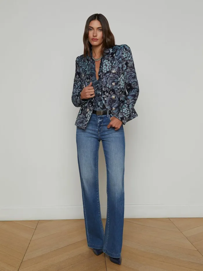 L039Agence Blazers and Jackets Women Bethany Jacquard Blazer Blackmidnight Floral Multi L039Agence Blazers and Jackets Women Bethany Jacquard Blazer Blackmidnight Floral Multi
