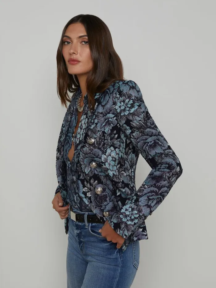 L039Agence Blazers and Jackets Women Bethany Jacquard Blazer Blackmidnight Floral Multi L039Agence Blazers and Jackets Women Bethany Jacquard Blazer Blackmidnight Floral Multi
