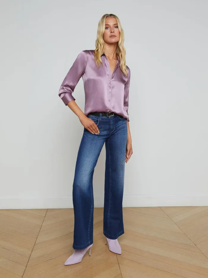 L039Agence Blouses and Tops Women Dani Silk Blouse Wisteria L039Agence Blouses and Tops Women Dani Silk Blouse Wisteria