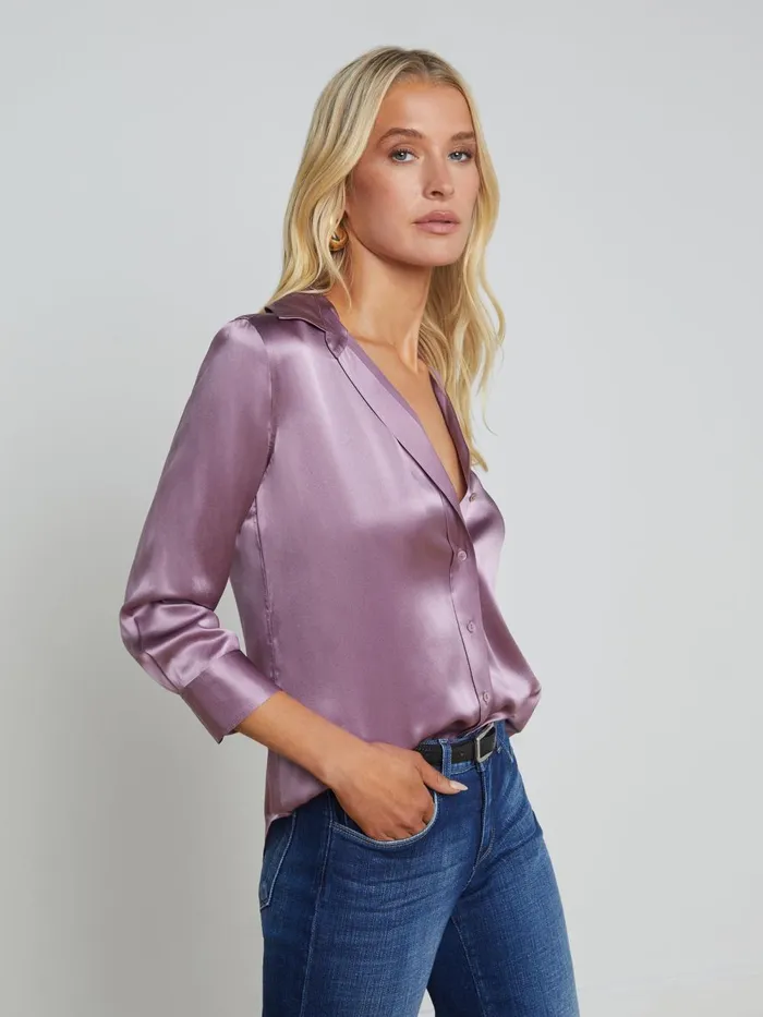 L039Agence Blouses and Tops Women Dani Silk Blouse Wisteria L039Agence Blouses and Tops Women Dani Silk Blouse Wisteria