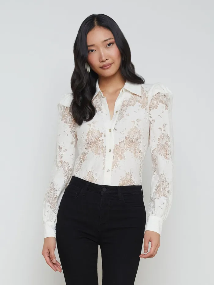 L039Agence Blouses and Tops Women Jenica Lace Blouse Lace Ivory