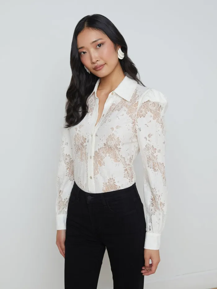 L039Agence Blouses and Tops Women Jenica Lace Blouse Lace Ivory L039Agence Blouses and Tops Women Jenica Lace Blouse Lace Ivory