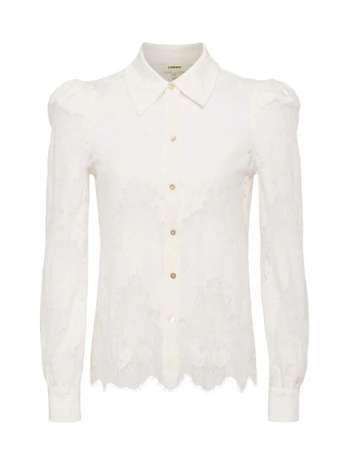 L039Agence Blouses and Tops Women Jenica Lace Blouse Lace Ivory L039Agence Blouses and Tops Women Jenica Lace Blouse Lace Ivory