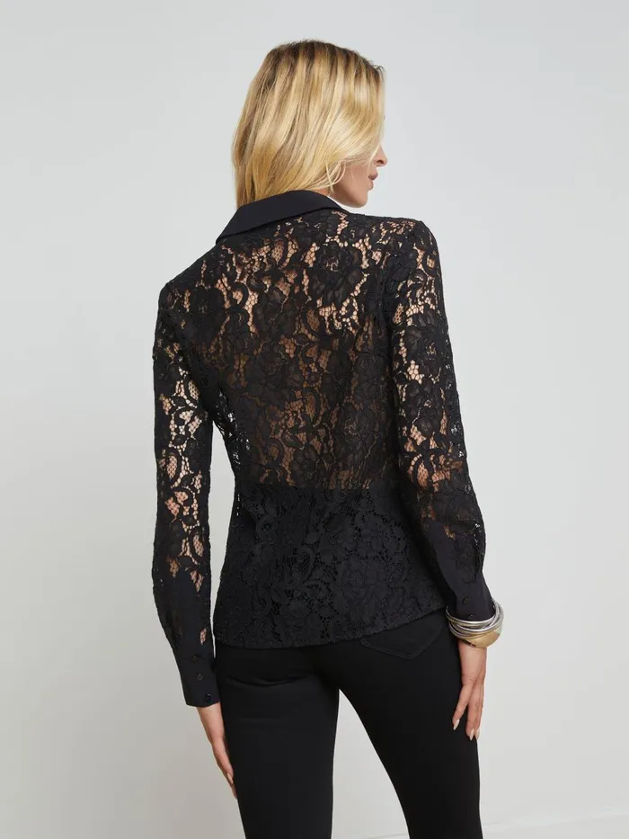 L039Agence Blouses and Tops Women Maia Lace Blouse Black L039Agence Blouses and Tops Women Maia Lace Blouse Black