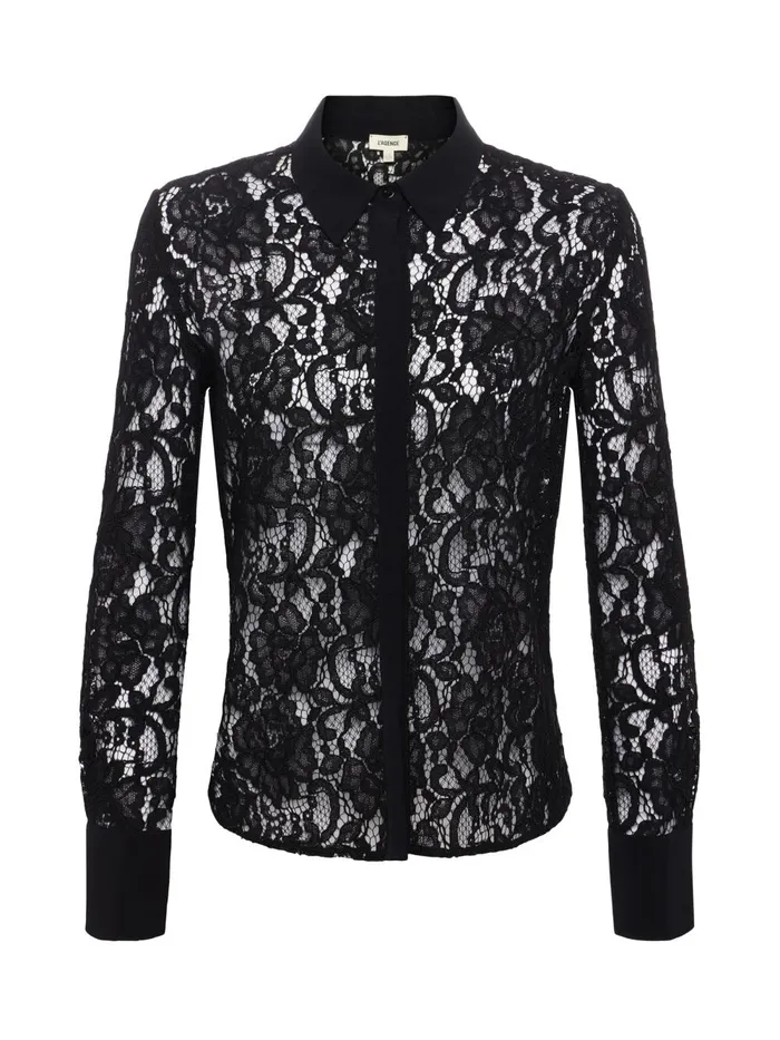 L039Agence Blouses and Tops Women Maia Lace Blouse Black L039Agence Blouses and Tops Women Maia Lace Blouse Black