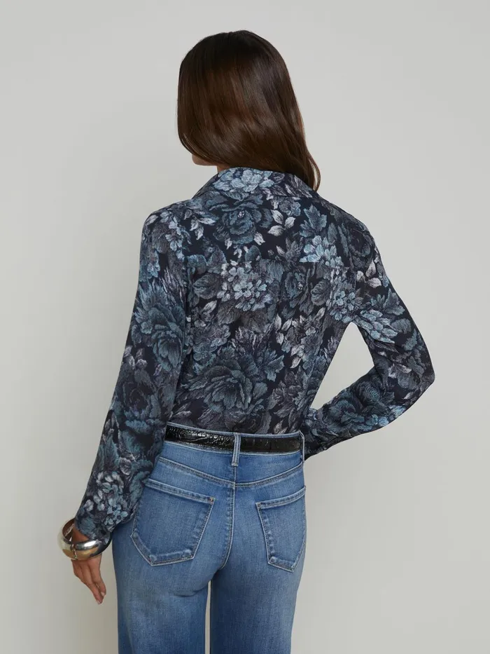 L039Agence Blouses and Tops Women Nina Silk Blouse Blackmidnight Floral Multi L039Agence Blouses and Tops Women Nina Silk Blouse Blackmidnight Floral Multi