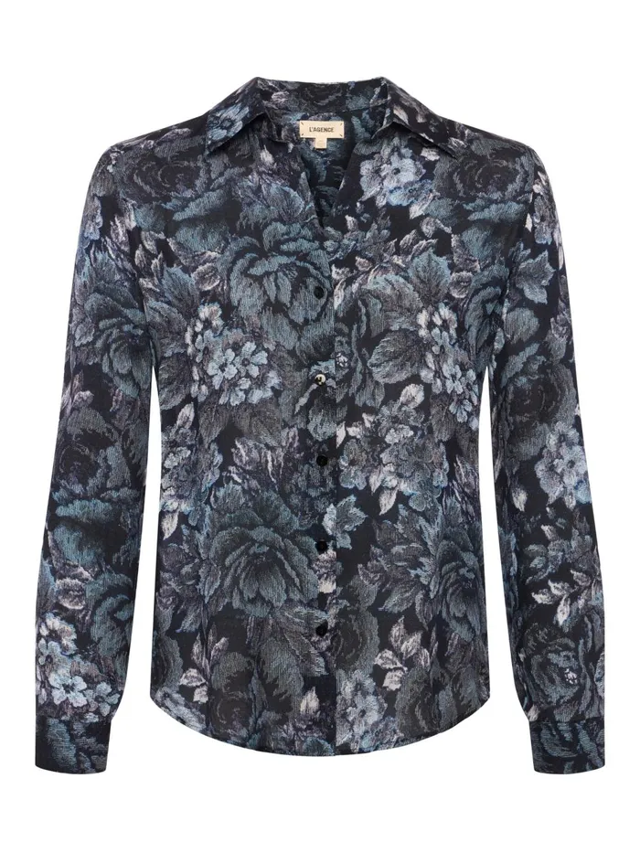 L039Agence Blouses and Tops Women Nina Silk Blouse Blackmidnight Floral Multi L039Agence Blouses and Tops Women Nina Silk Blouse Blackmidnight Floral Multi