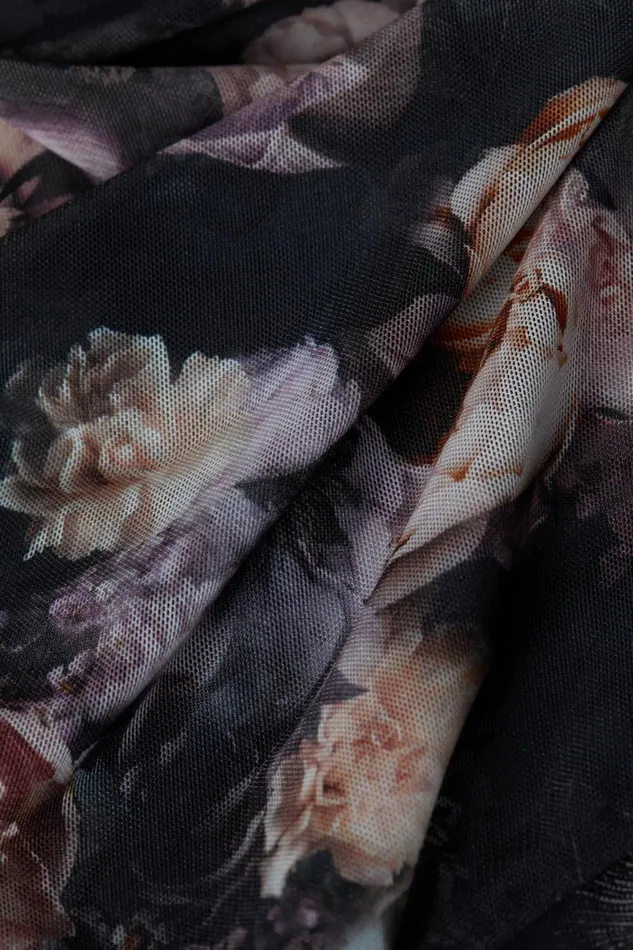 L039Agence Blouses and Tops Women Peonie OffTheShoulder Bodysuit Black Multi Vintage Oil Flower L039Agence Blouses and Tops Women Peonie OffTheShoulder Bodysuit Black Multi Vintage Oil Flower