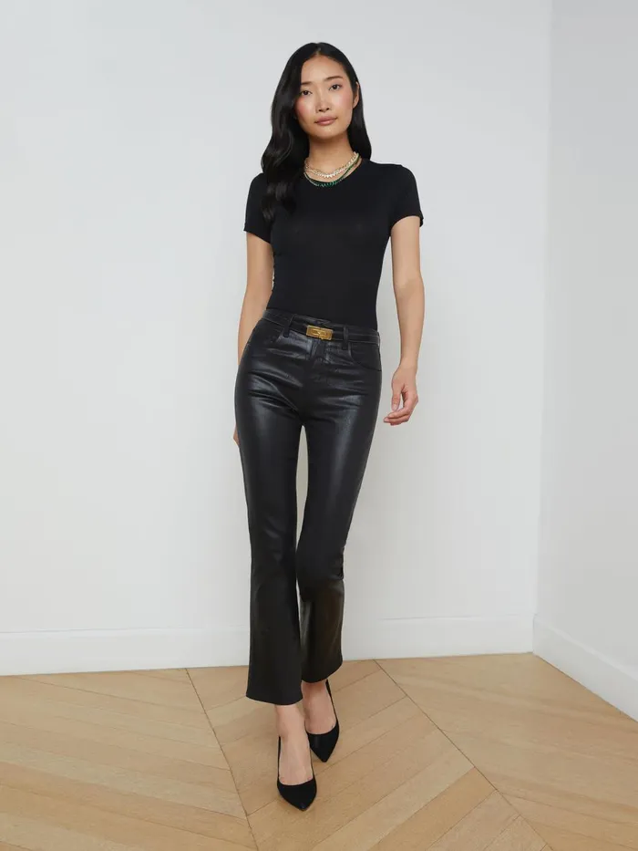 L039Agence Coated Denim Women Tati Coated Micro Boot Jean Noir Coated