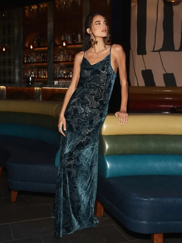 L039Agence Dresses and Jumpsuits Women Christine Dress Deep Teal Rococo L039Agence Dresses and Jumpsuits Women Christine Dress Deep Teal Rococo