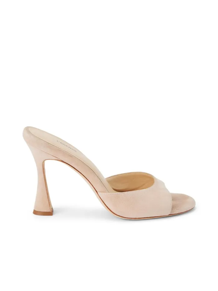 L039Agence Heels Women Avery Suede PeepToe Mule Pecan Suede