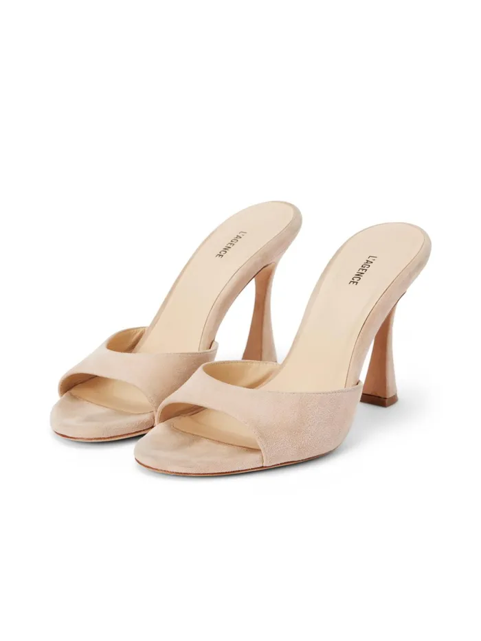 L039Agence Heels Women Avery Suede PeepToe Mule Pecan Suede L039Agence Heels Women Avery Suede PeepToe Mule Pecan Suede