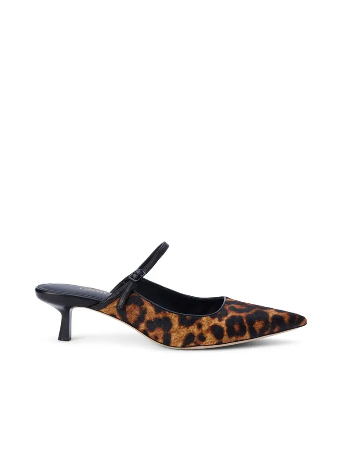 L039Agence Heels Women Edith Leather Mule Natural Leopard Hair