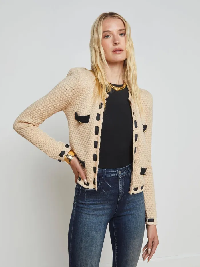 L039Agence Knitwear Women Astor Cardigan Biscuitblack