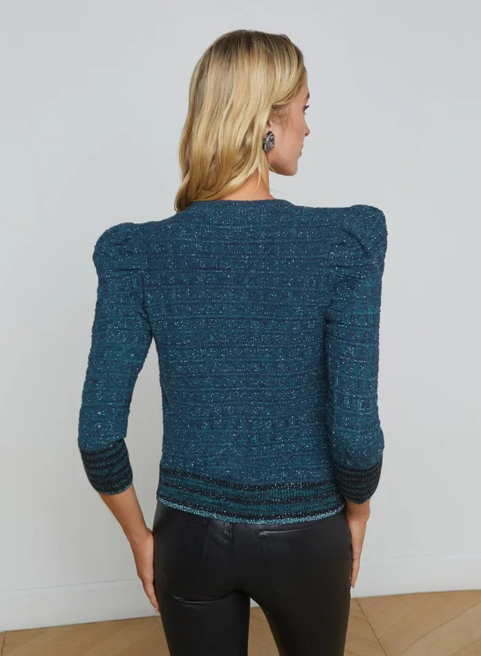 L039Agence Knitwear Women Jenni Cardigan Deep Teal Multi L039Agence Knitwear Women Jenni Cardigan Deep Teal Multi
