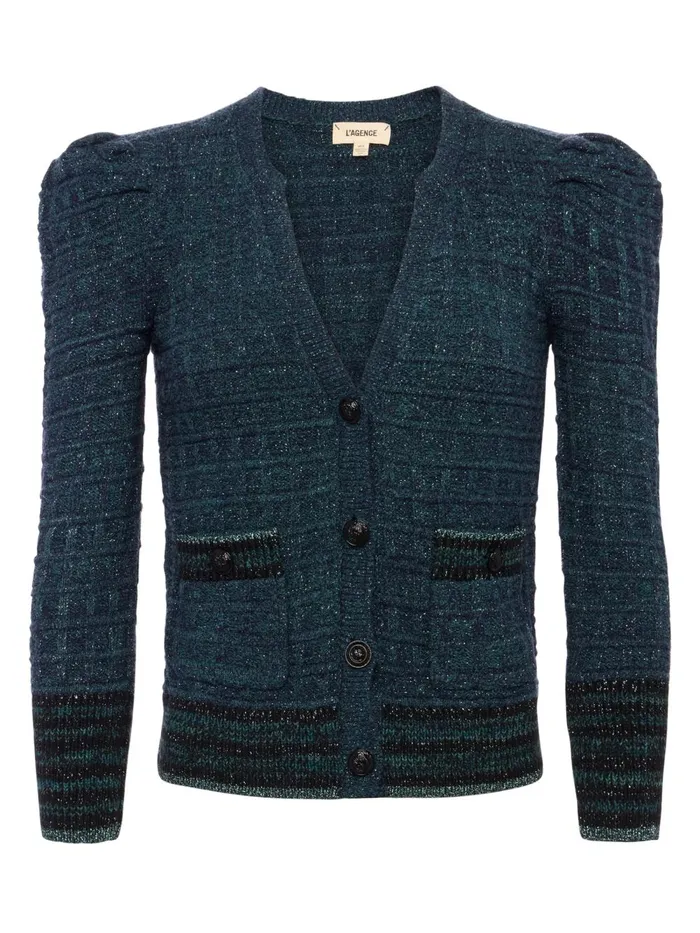 L039Agence Knitwear Women Jenni Cardigan Deep Teal Multi L039Agence Knitwear Women Jenni Cardigan Deep Teal Multi
