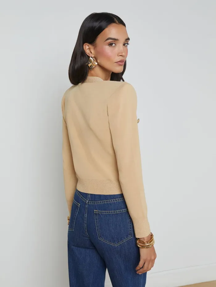 L039Agence Knitwear Women Taya VNeck Cardigan Lattegold L039Agence Knitwear Women Taya VNeck Cardigan Lattegold