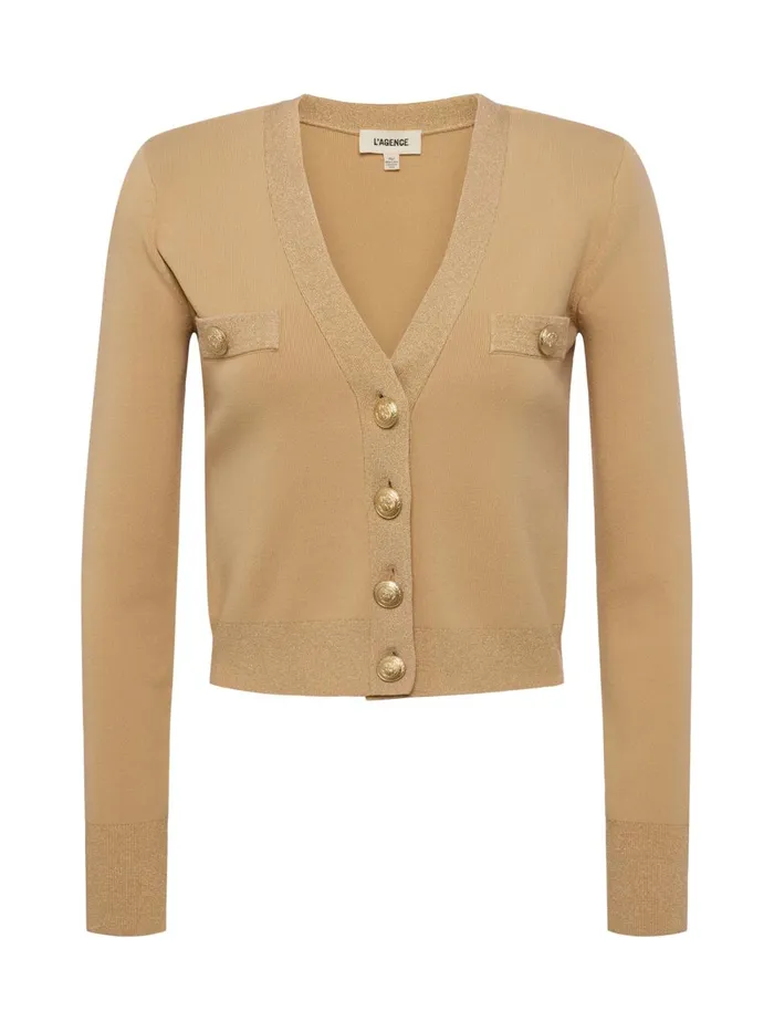 L039Agence Knitwear Women Taya VNeck Cardigan Lattegold L039Agence Knitwear Women Taya VNeck Cardigan Lattegold
