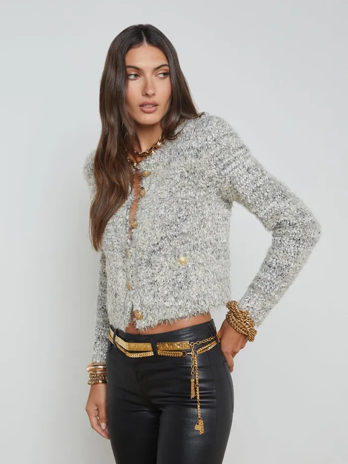 L039Agence Knitwear Women Una Cardigan Blackivorygold Multi L039Agence Knitwear Women Una Cardigan Blackivorygold Multi