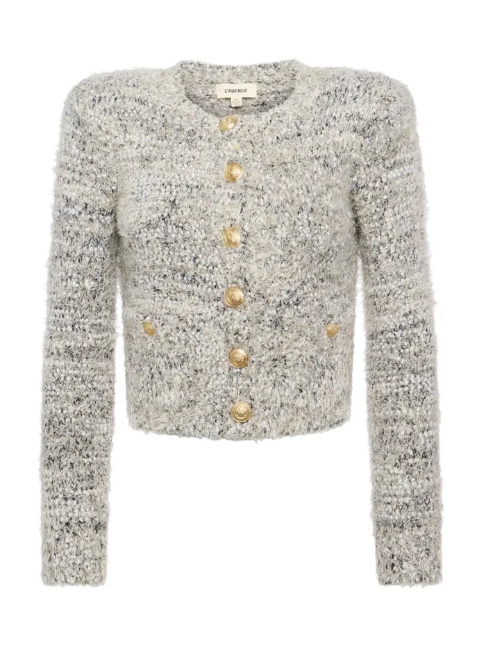 L039Agence Knitwear Women Una Cardigan Blackivorygold Multi L039Agence Knitwear Women Una Cardigan Blackivorygold Multi