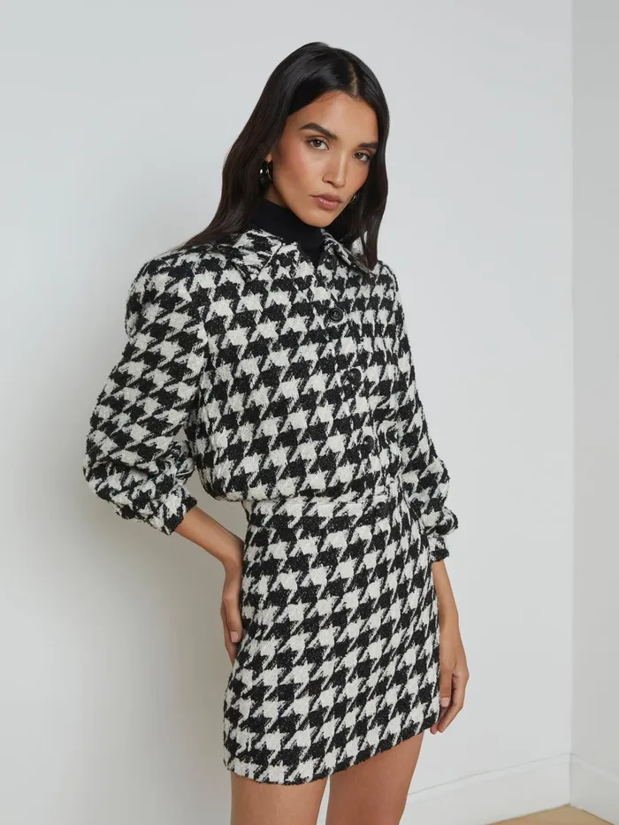 L039Agence Matching Sets Women Bridges Houndstooth Jacket Ecrublackgold Houndstooth