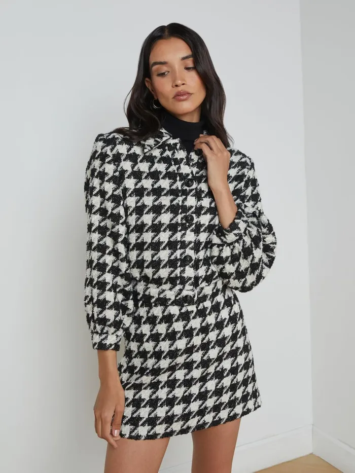 L039Agence Matching Sets Women Bridges Houndstooth Jacket Ecrublackgold Houndstooth